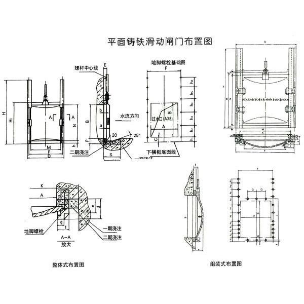 平面鑄鐵滑動(dòng)閘門(mén)布置圖